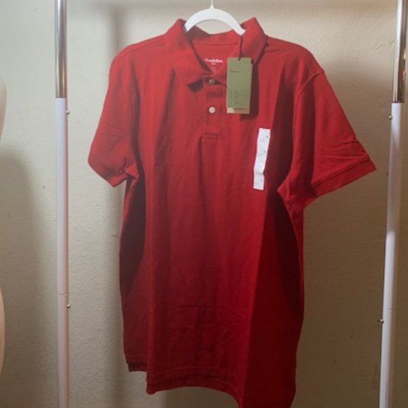 Goodfellow Men's Red Velvet Short Sleeve Loring Polo Slim Fit XL NWT - Picture 1 of 10